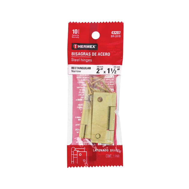 BR-201B Bolsa con 2 bisagras rectangulares 2", acero latonado