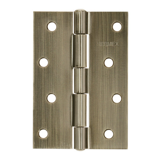 BR-402 Bisagra rectangular 4" latón antiguo, HERMEX