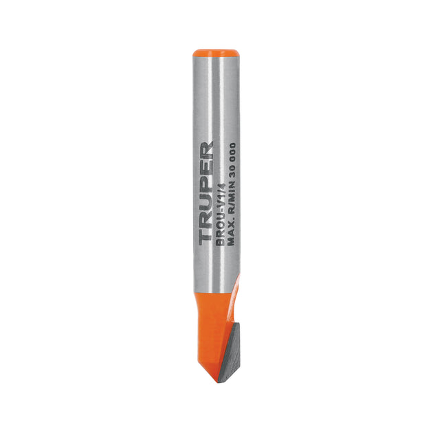 BROU-V1/4 Broca para router, corte en "V", 1/4", Truper
