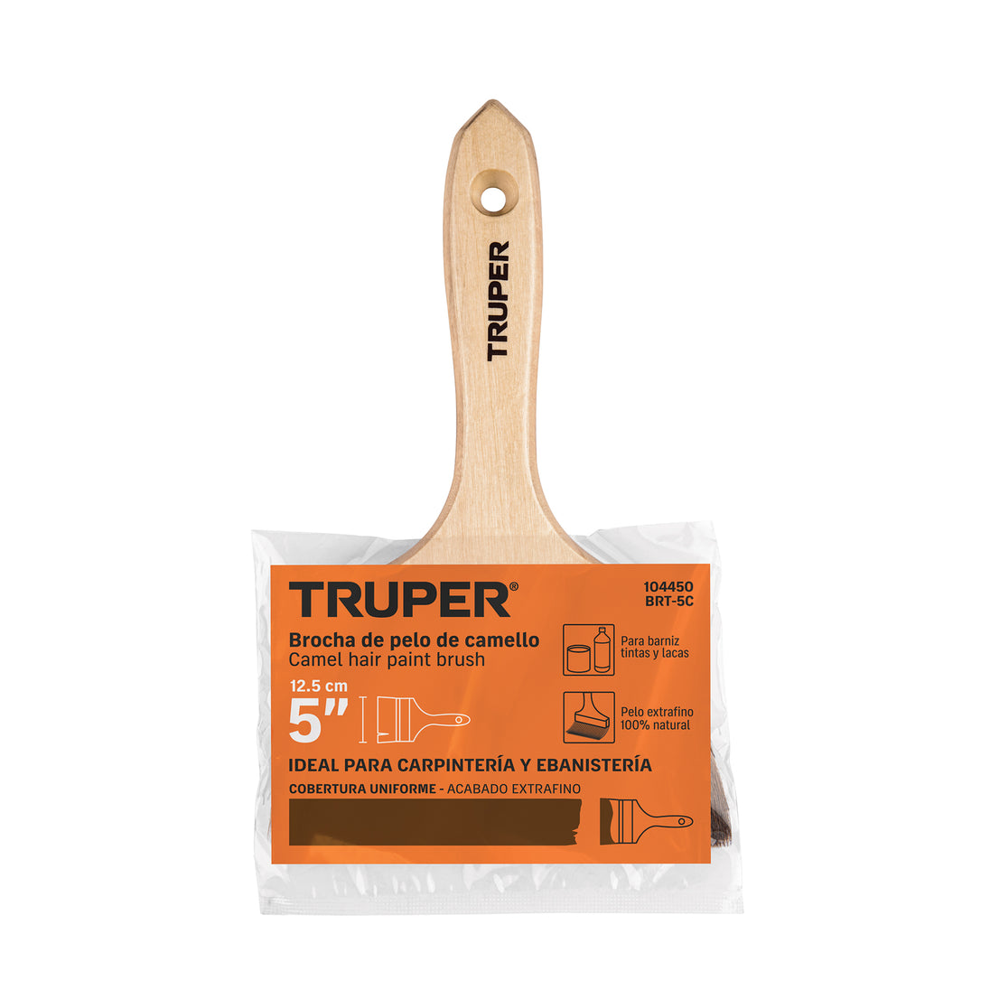 Brocha Truper BRT-5C, 5" (125 mm), Cerdas naturales