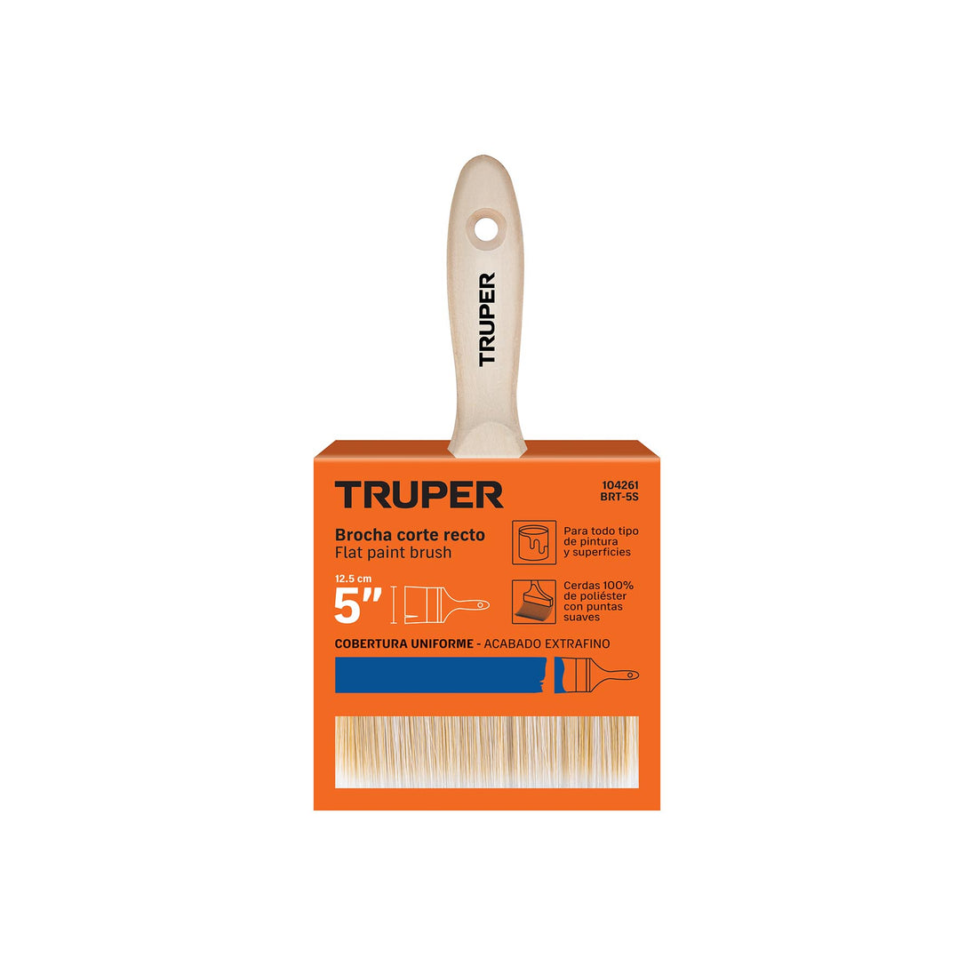 Brocha Truper BRT-5S 5" Poliéster Acabado Fino | Ferretería Industrial