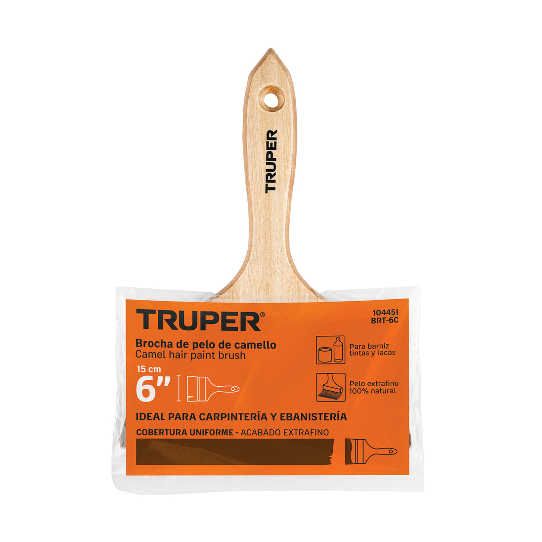 Brocha Truper BRT-6C, 6", Cerda expuesta 32 mm