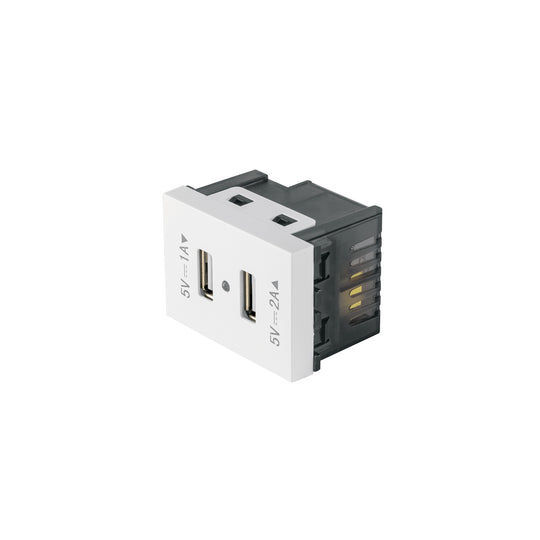C2USB-EB Toma con 2 puertos USB, 1.5 módulos, línea Española, blanco