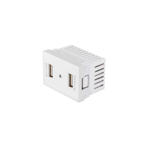 C2USB-LB Toma con 2 puertos USB blanco de 1.5 módulos, línea Lisboa
