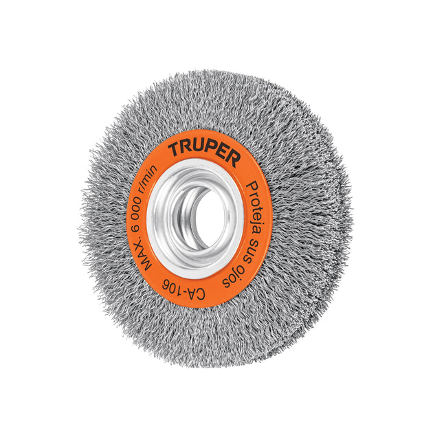 CA-106 Carda alambre ondulado 6" x 1-1/8" para esmeril, Truper
