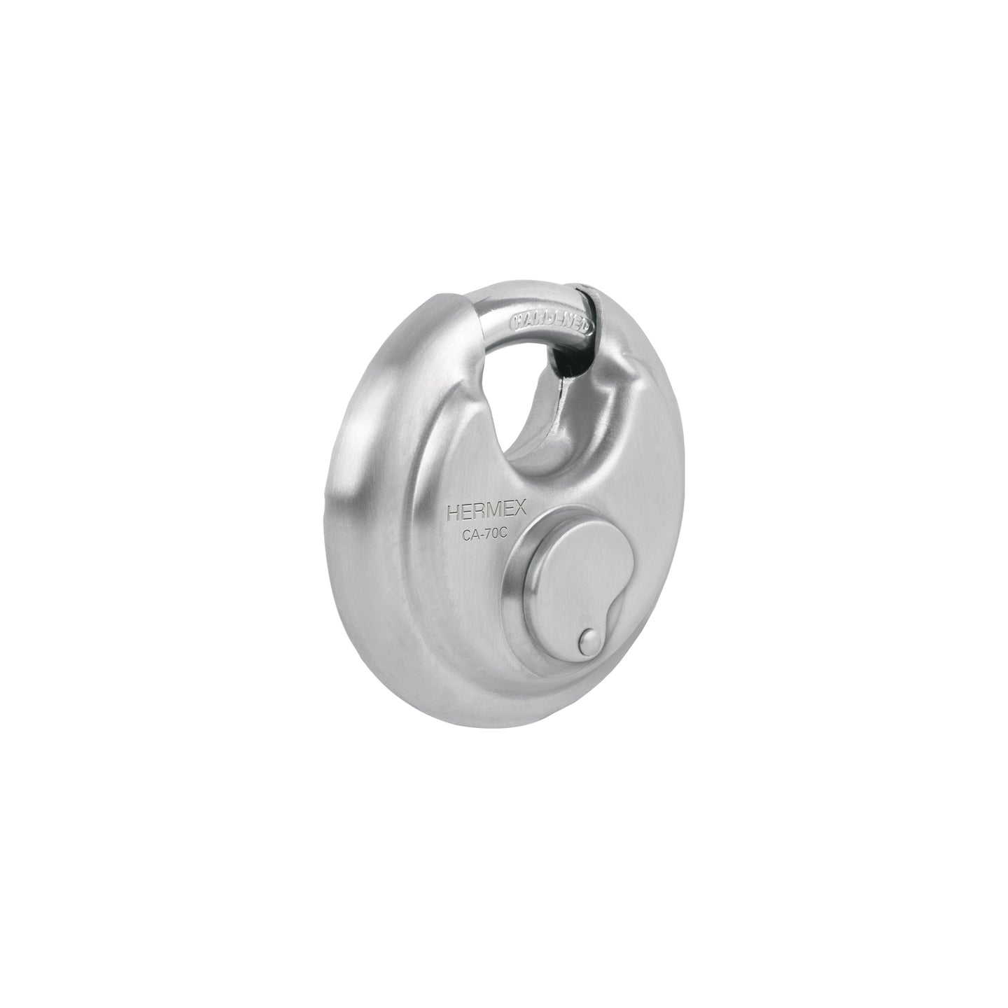 CA-70C Candado circular acero inox, cilindro latón, 70 mm