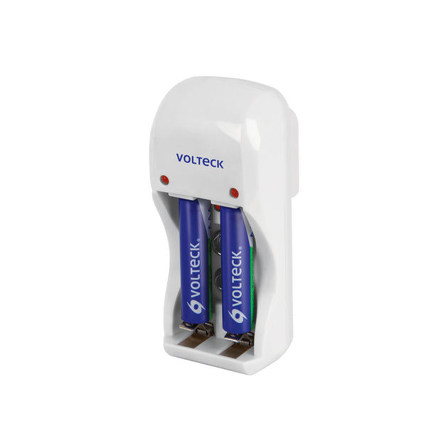 CA-RE-7 Cargador de pilas, AA, AAA y 9V incluye 2 pilas AAA, VOLTECK