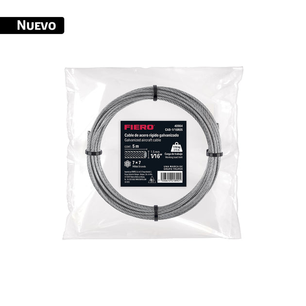 Cable Acero Galvanizado 1/16" 7x7 Fiero | 170 kg WLL