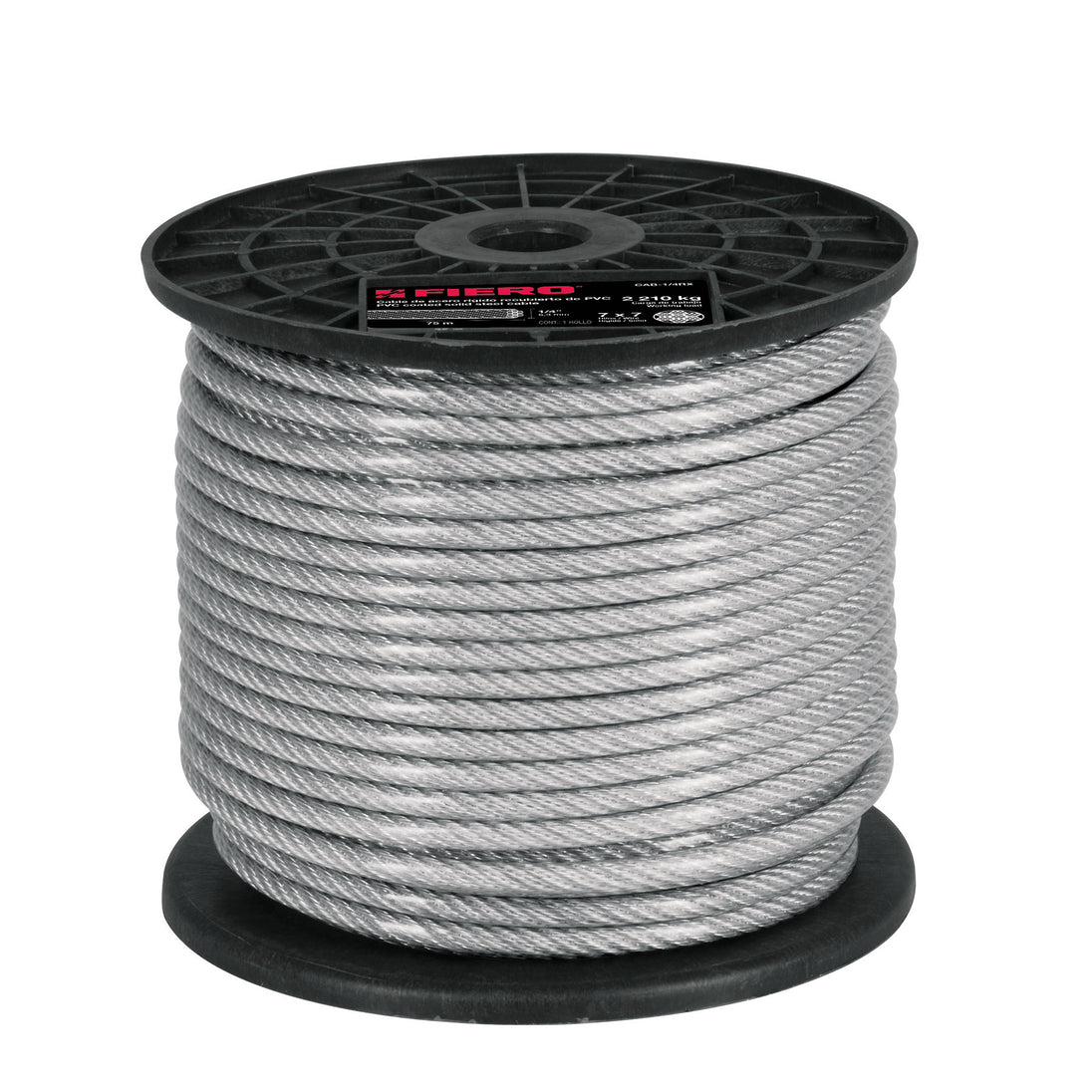 CAB-1/4RX Metro de cable rígido 1/4" acero 7x7 recubierto PVC, 75 m