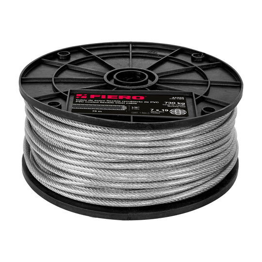 CAB-1/8FX Metro cable flexible 1/8" acero 7x19 recubierto PVC, 75 m
