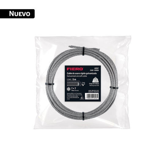 Cable Acero Galvanizado 1/8" 7x7 510kg Fiero CAB-1/8R05