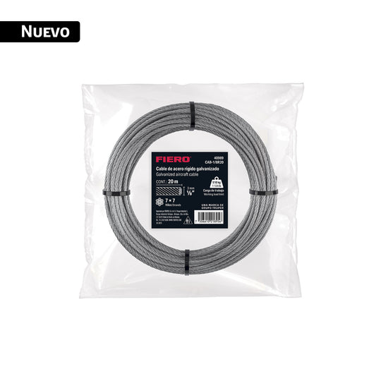 Cable Acero Galvanizado 1/8" 7x7 Fiero | 510 kg Carga Trabajo