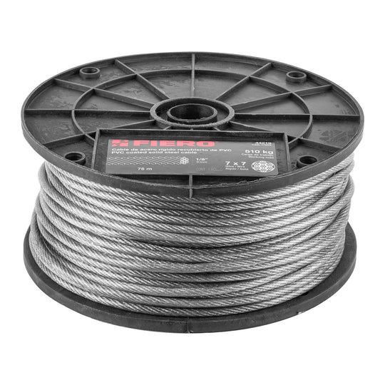 CAB-1/8RX Metro de cable rígido 1/8" acero 7x7 recubierto PVC, 75 m