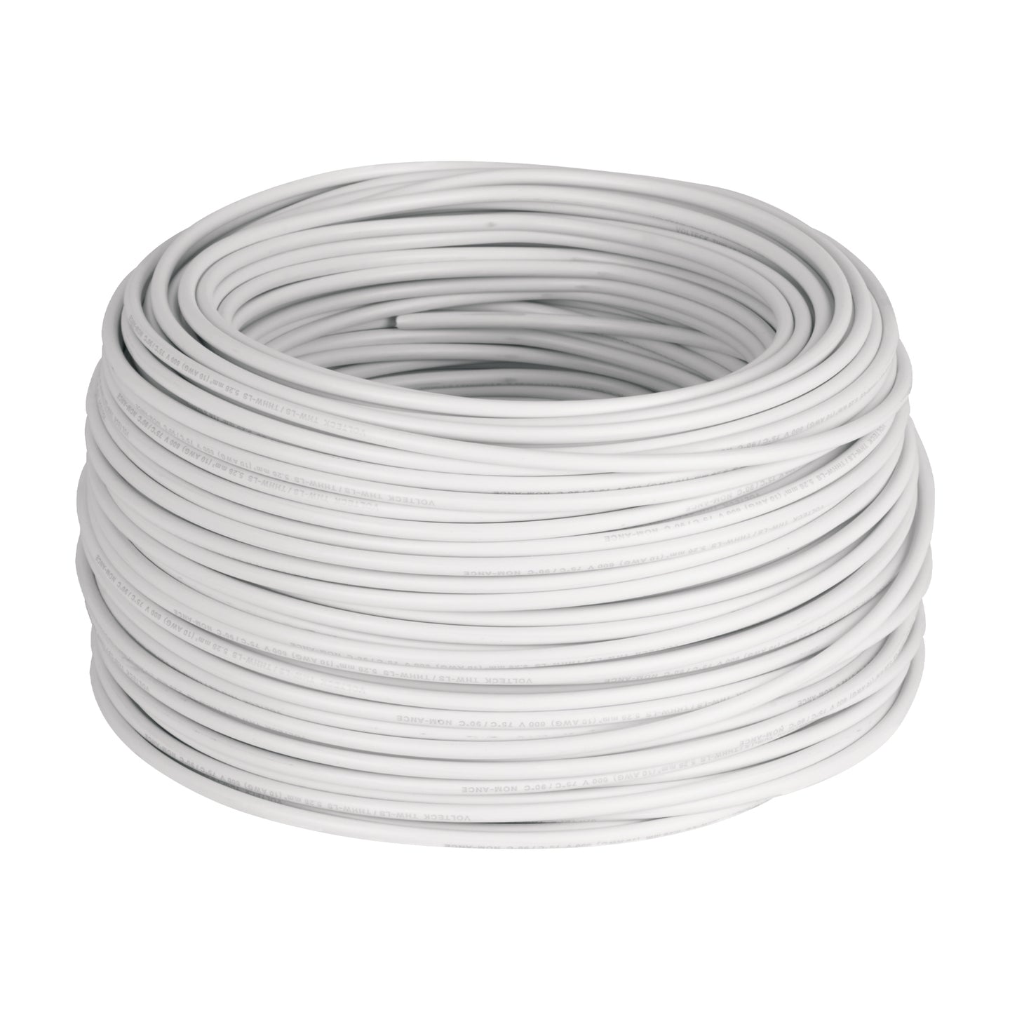 CAB-10B Rollo de 100 m de cable THHW-LS 10 AWG blanco, VOLTECK