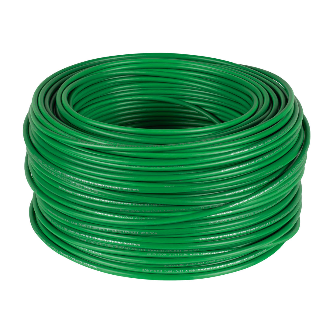 CAB-10V Rollo de 100 m de cable THHW-LS 10 AWG verde, VOLTECK
