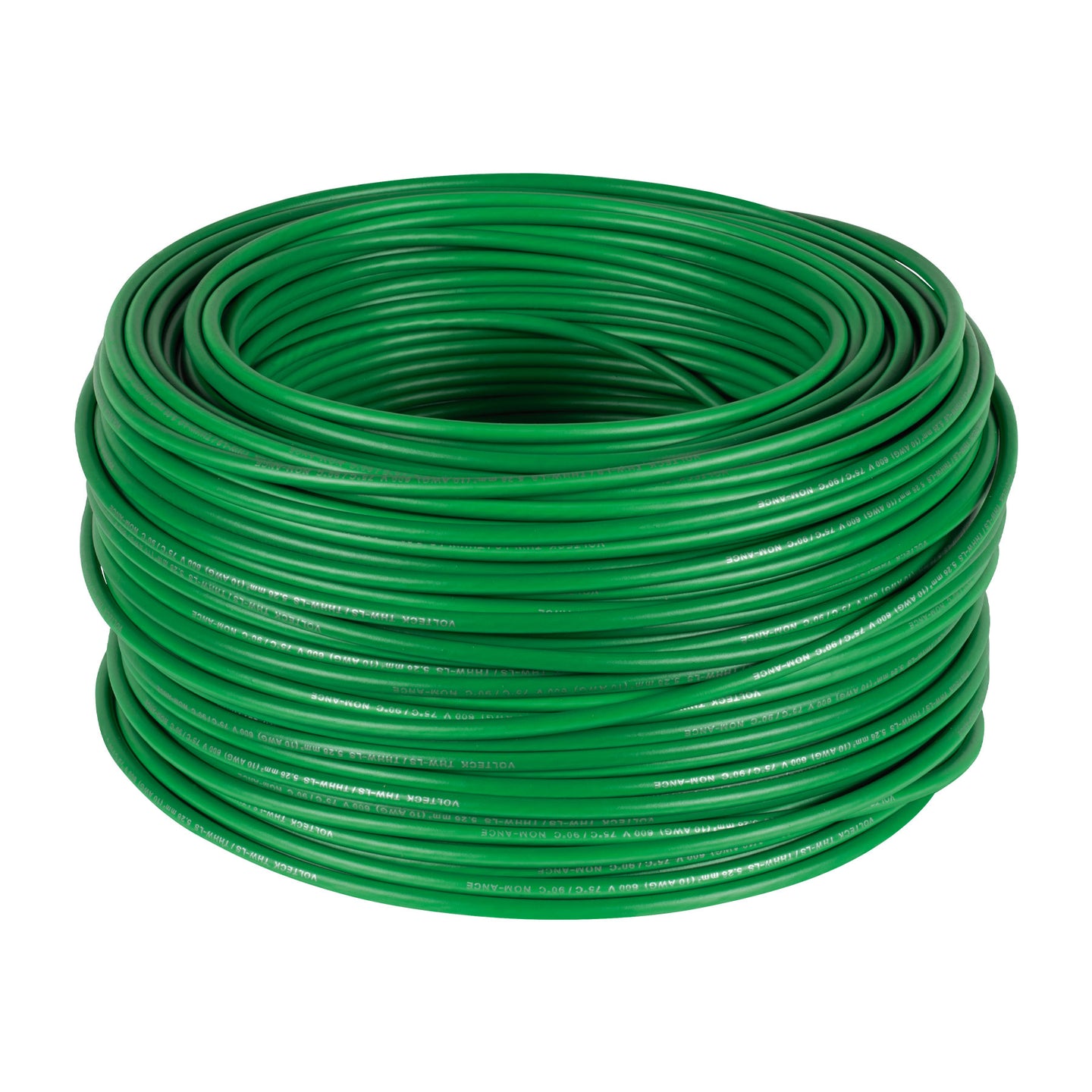 CAB-10V Rollo de 100 m de cable THHW-LS 10 AWG verde, VOLTECK