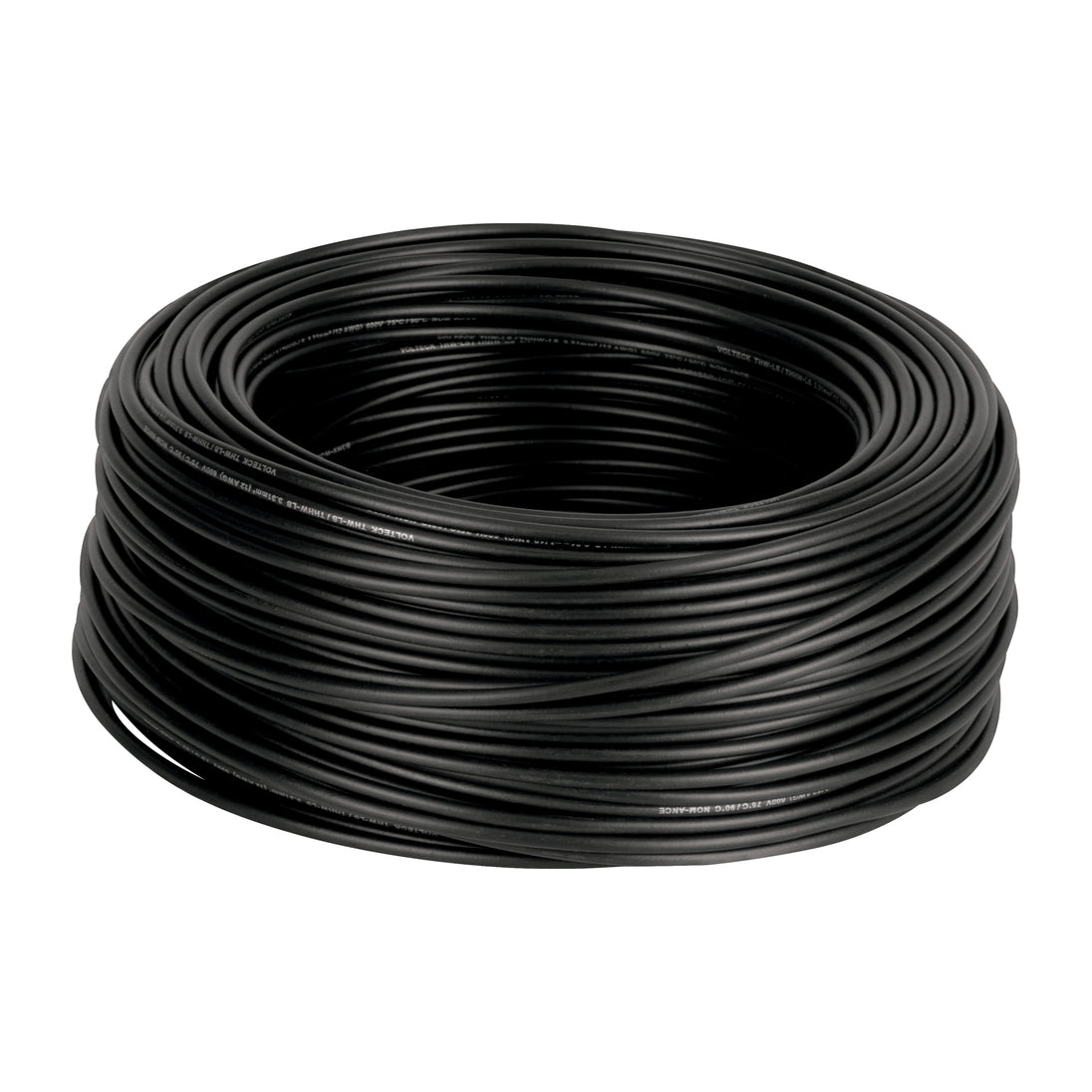 CAB-12N Rollo de 100 m de cable THHW-LS 12 AWG negro, VOLTECK