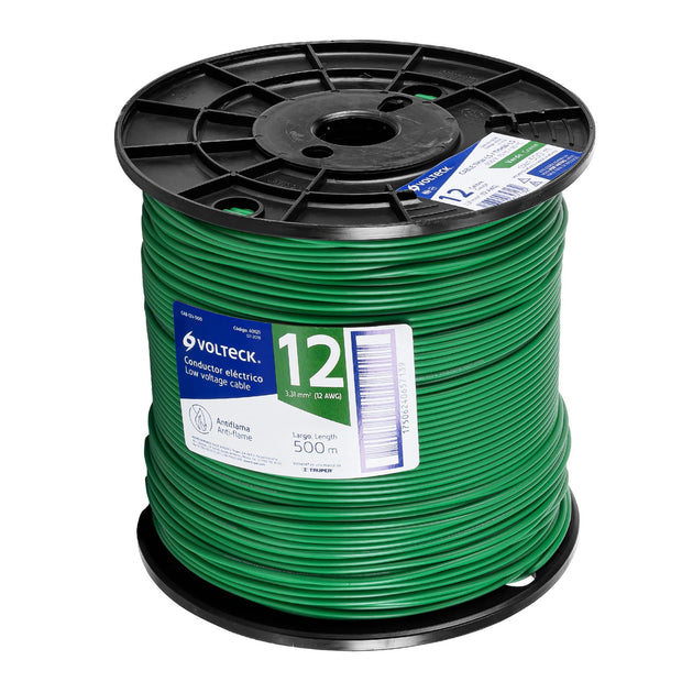 CAB-12V-500 Metro de cable THHW-LS 12 AWG verde en carrete de 500 m