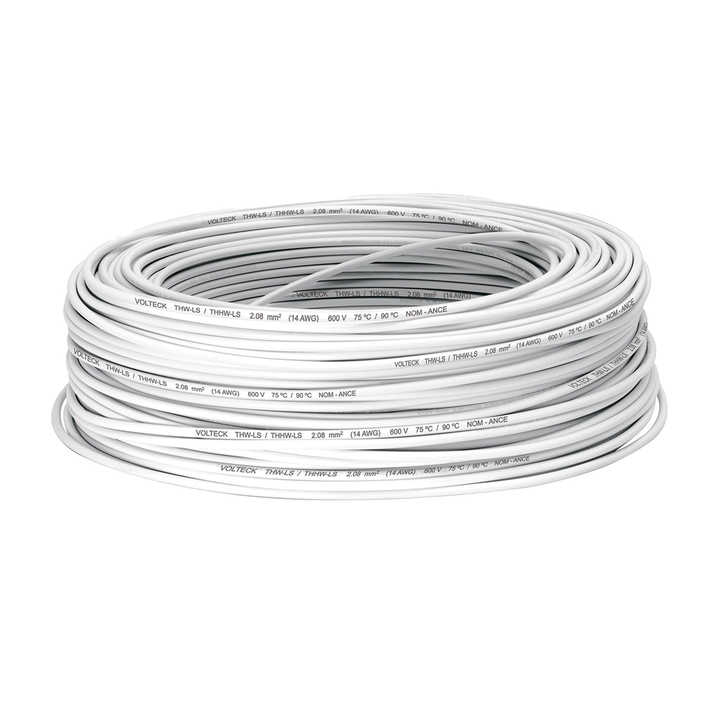 CAB-14B Rollo de 100 m de cable THHW-LS 14 AWG blanco, VOLTECK