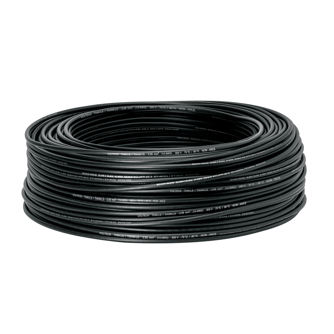 CAB-14N Rollo de 100 m de cable THHW-LS 14 AWG negro, VOLTECK