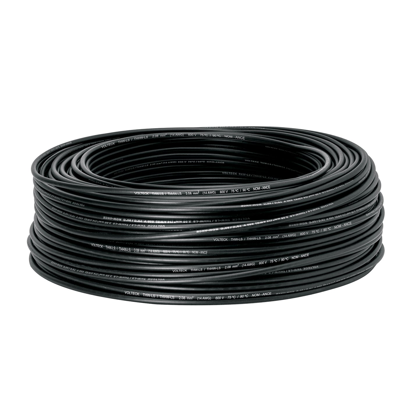 CAB-14N Rollo de 100 m de cable THHW-LS 14 AWG negro, VOLTECK