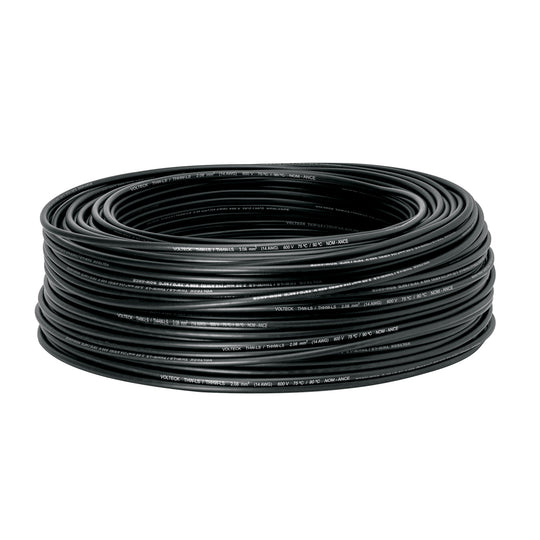 CAB-14N Rollo de 100 m de cable THHW-LS 14 AWG negro, VOLTECK