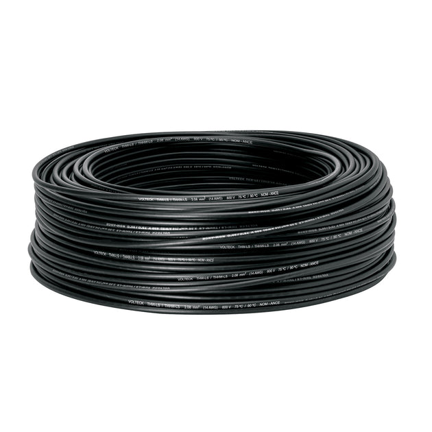 CAB-14N Rollo de 100 m de cable THHW-LS 14 AWG negro, VOLTECK
