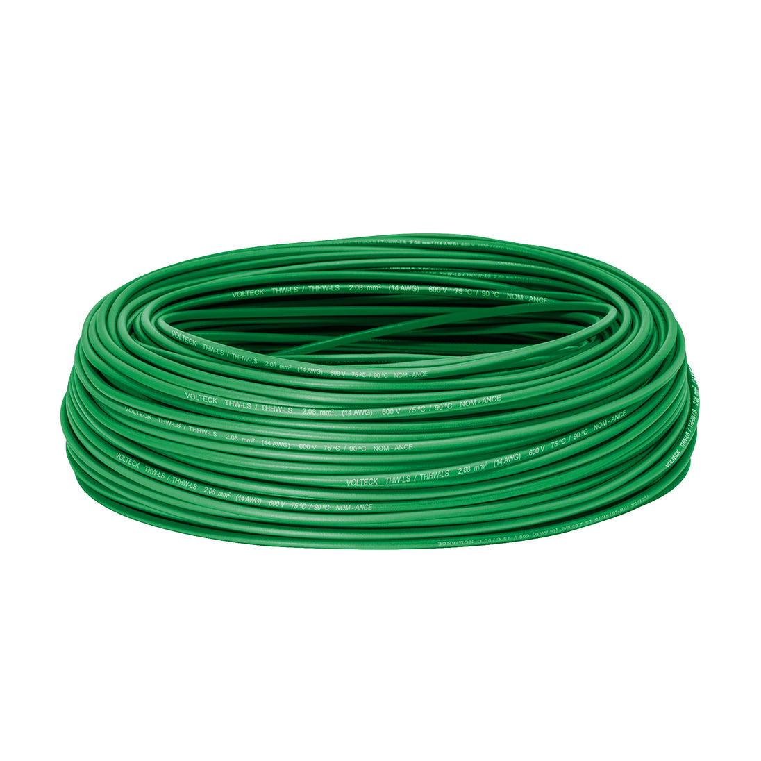 CAB-14V Rollo de 100 m de cable THHW-LS 14 AWG verde, VOLTECK