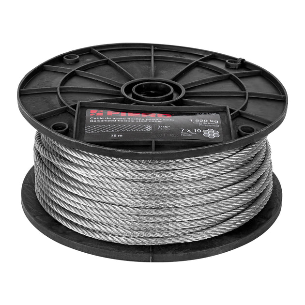 CAB-3/16F Metro de cable flexible 3/16" de acero 7x19 hilos, 75 m