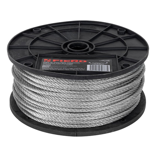 CAB-3/16R Metro de cable rígido 3/16" de acero 7x7 hilos, 75 m, FIERO