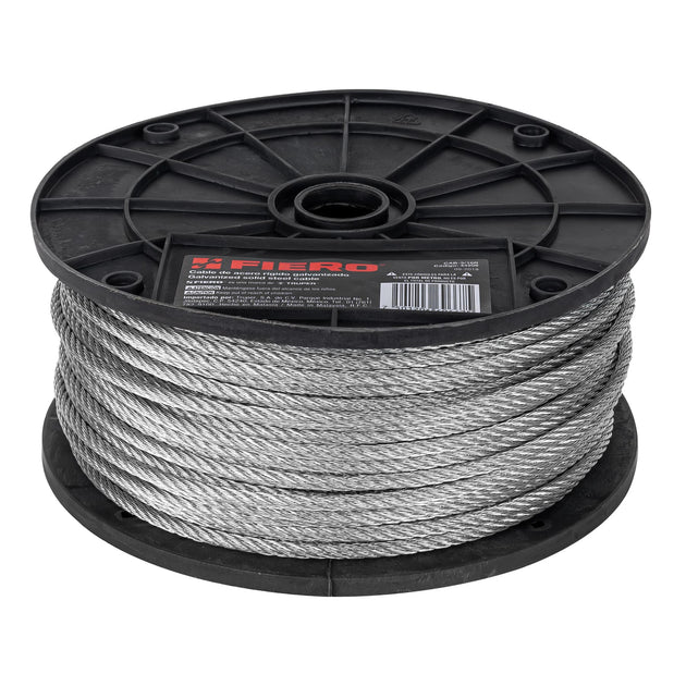 CAB-3/16R Metro de cable rígido 3/16" de acero 7x7 hilos, 75 m, FIERO