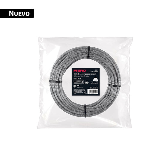 Cable Acero Galvanizado 3/16" 7x7 Fiero | 1,320 kg WLL