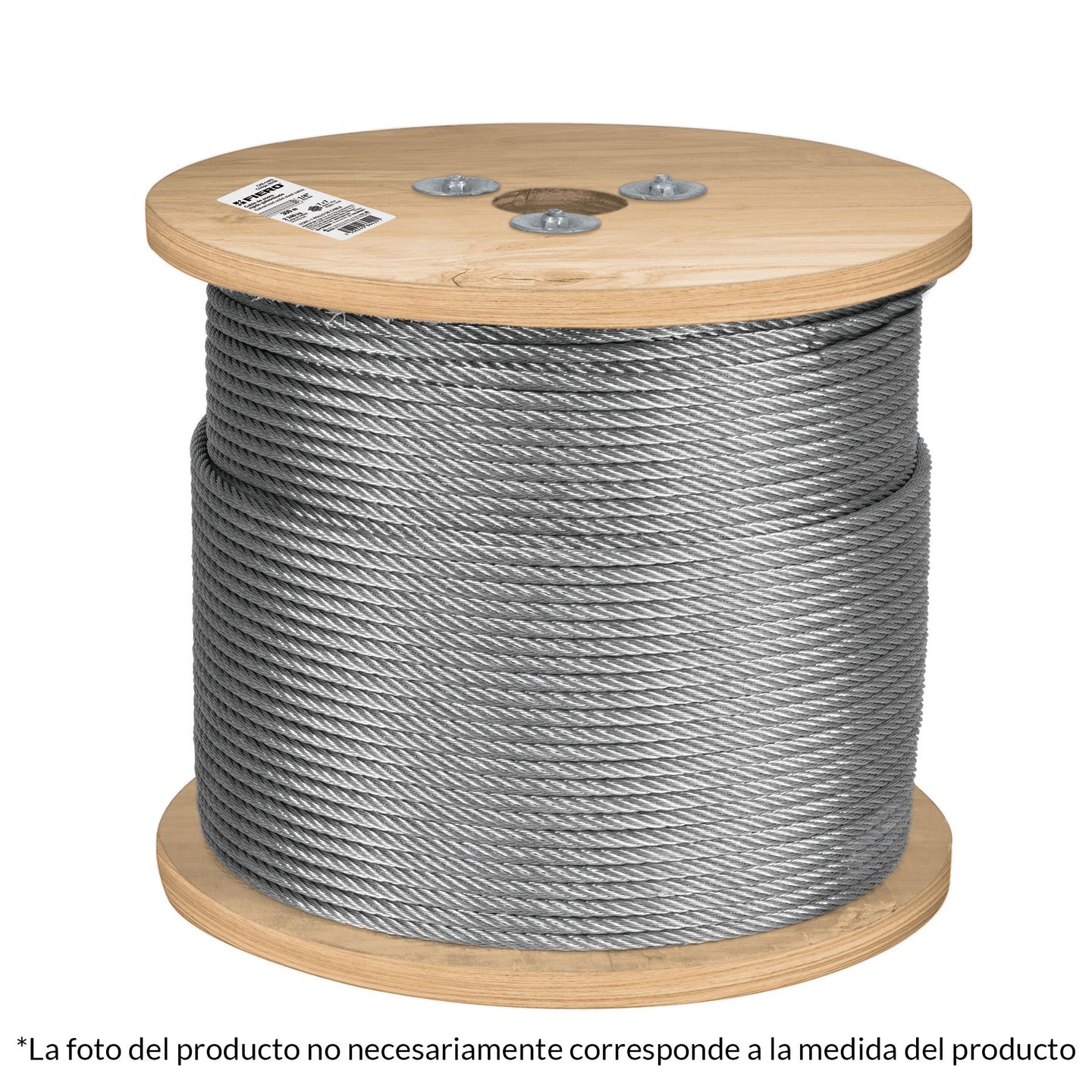 CAB-3/16R3 Metro de cable rígido 3/16" de acero 7x7 hilos, 300 m, FIERO