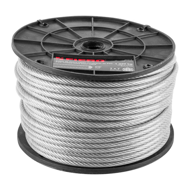 CAB-3/16RX Metro de cable rígido 3/16" acero 7x7 recubierto PVC, 75 m
