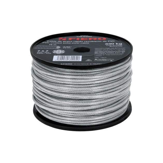 CAB-3/32RX Metro de cable rígido 3/32" acero 7x7 recubierto PVC, 75 m