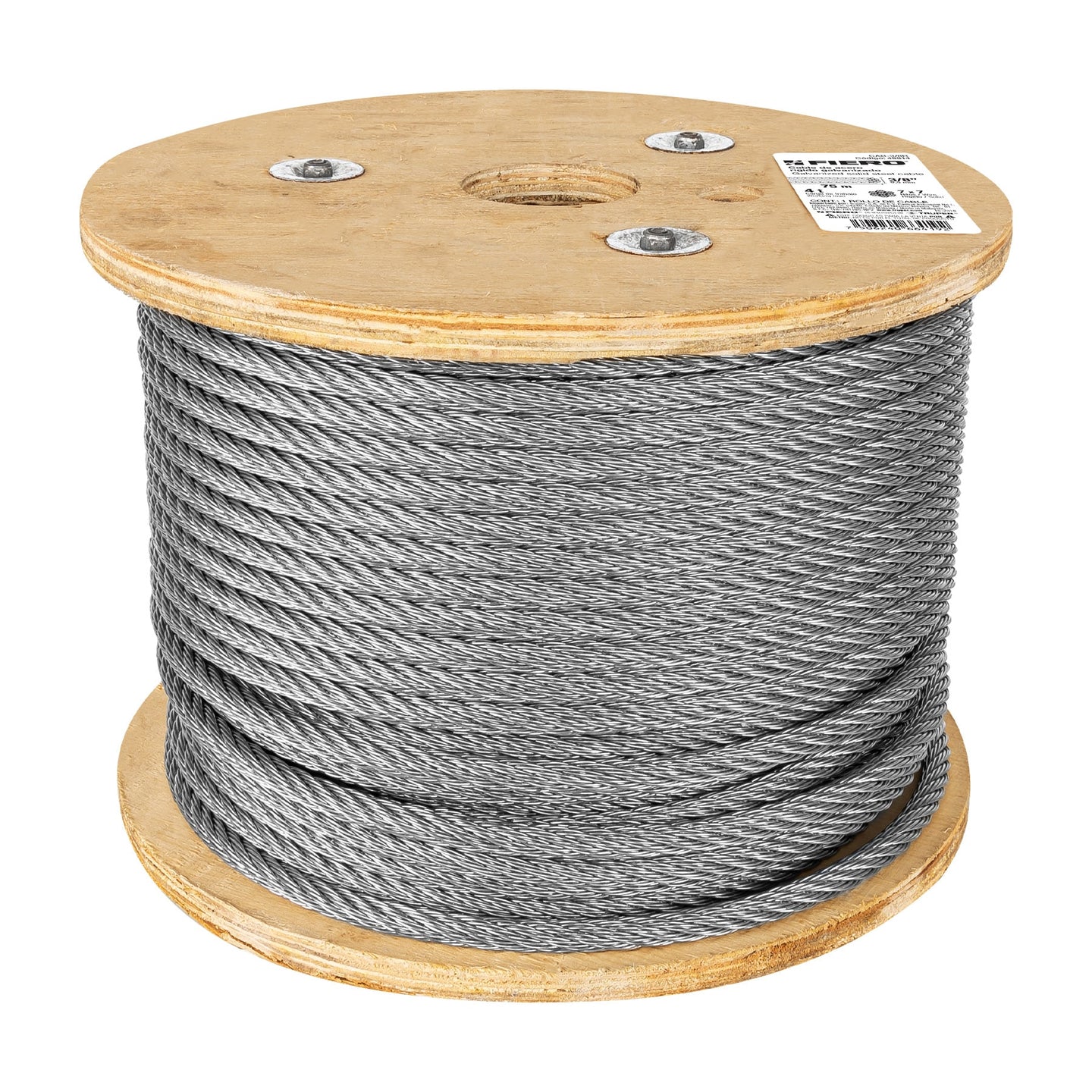 CAB-3/8R Metro de cable rígido 3/8" de acero 7x7 hilos, 75 m, FIERO