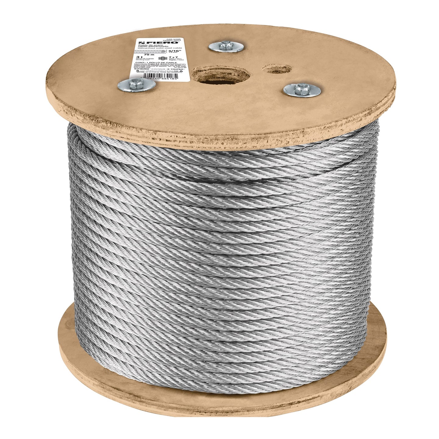 CAB-5/16R Metro de cable rígido 5/16" de acero 7x7 hilos, 75 m, FIERO