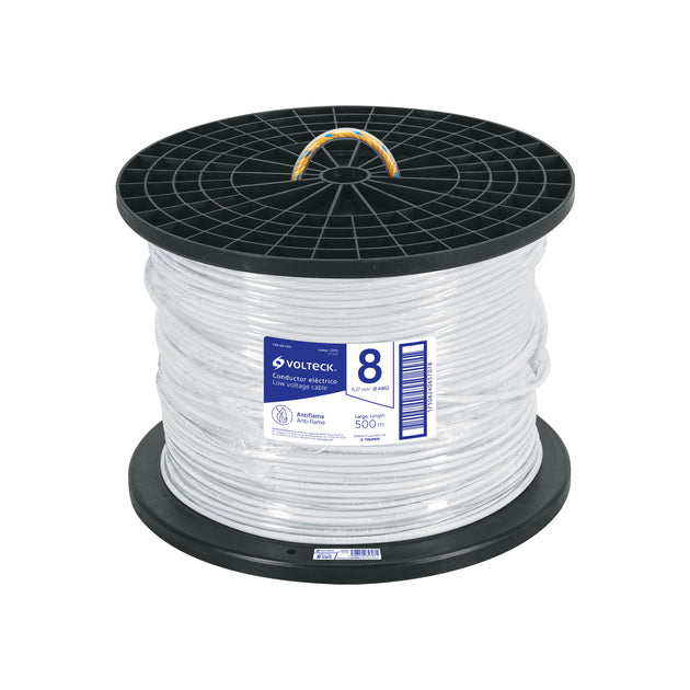 CAB-8B-500 Metro de cable THHW-LS 8 AWG blanco en carrete de 500 m