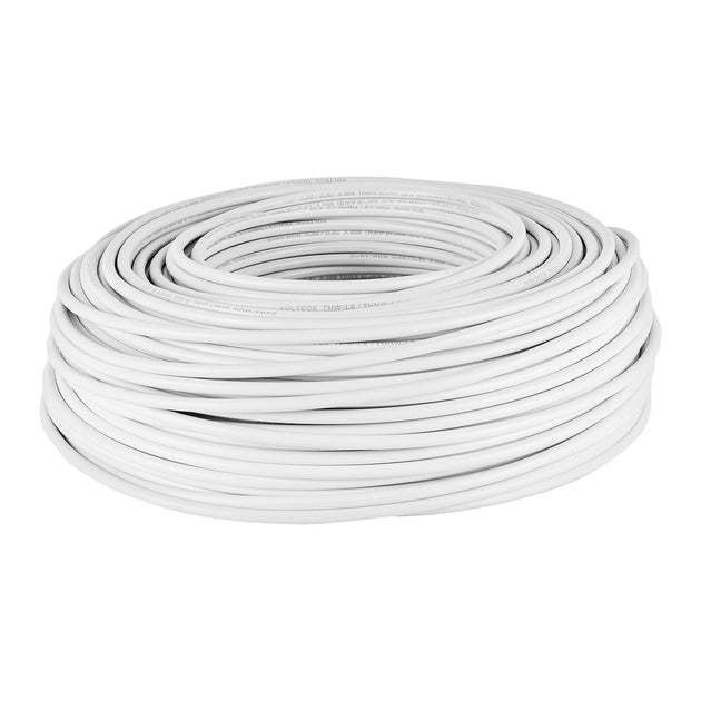 CAB-8B Rollo de 100 m de cable THHW-LS 8 AWG blanco, VOLTECK