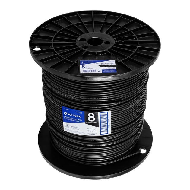CAB-8N-500 Metro de cable THHW-LS 8 AWG negro en carrete de 500 m