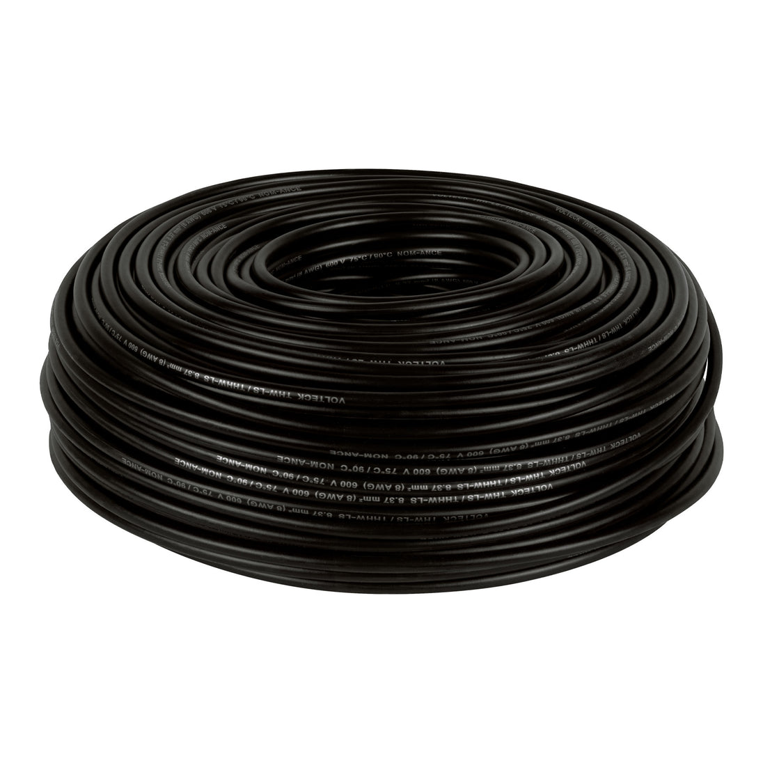CAB-8N Rollo de 100 m de cable THHW-LS 8 AWG negro, VOLTECK