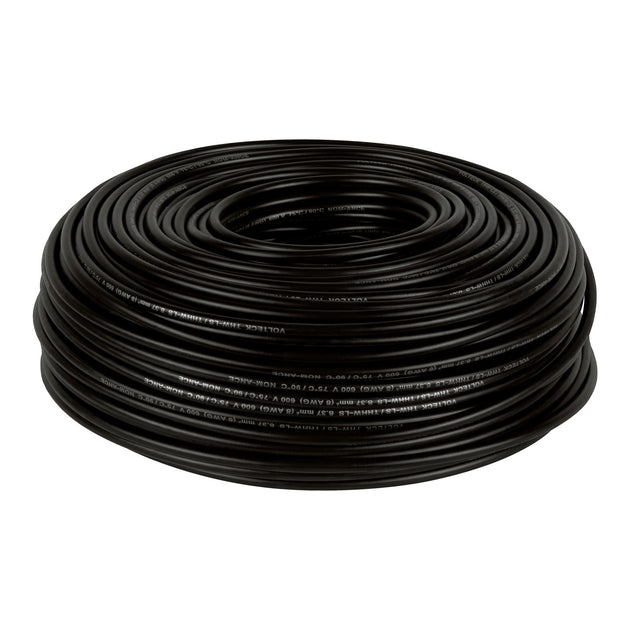 CAB-8N Rollo de 100 m de cable THHW-LS 8 AWG negro, VOLTECK