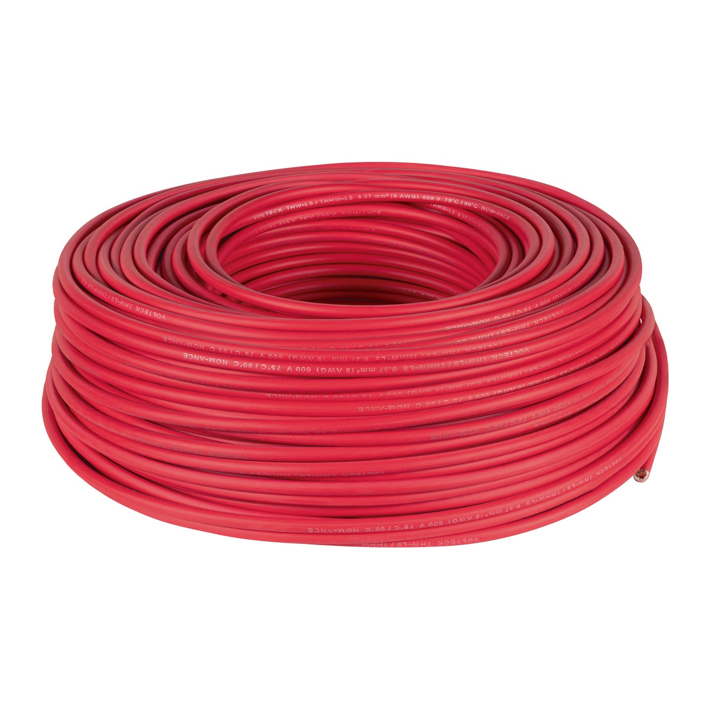 CAB-8R Rollo de 100 m de cable THHW-LS 8 AWG rojo, VOLTECK