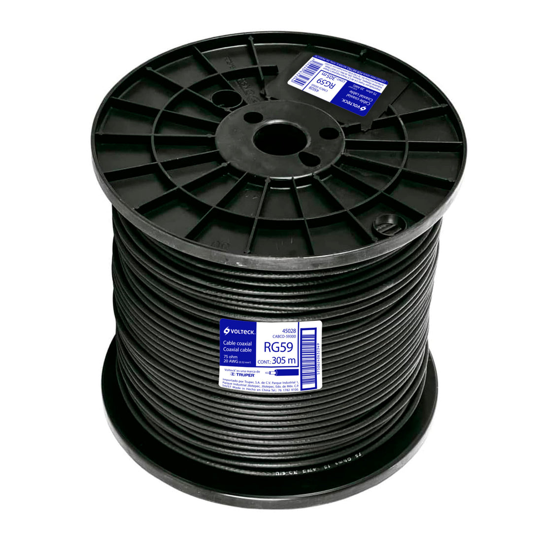 CABCO-59300 Metro de cable coaxial RG59 en carrete de 305 m, VOLTECK