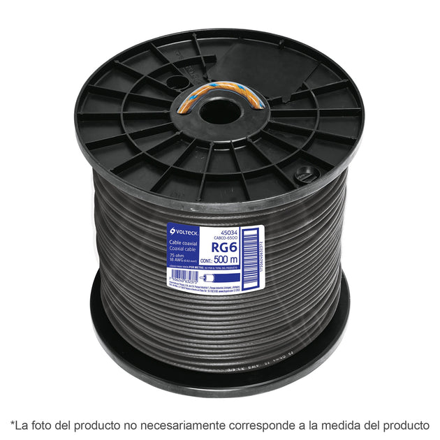 CABCO-6300 Metro de cable coaxial RG6 en carrete de 305 m, VOLTECK