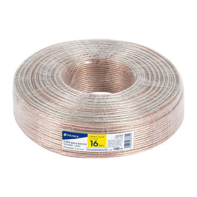 CABO-16P Rollo de 100 m cable polarizado transparente p/bocina 16 AWG
