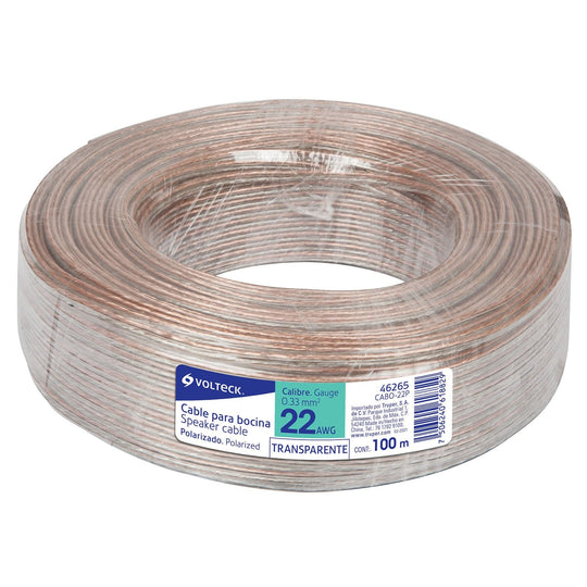 CABO-22P Rollo de 100 m cable polarizado transparente p/bocina 22 AWG
