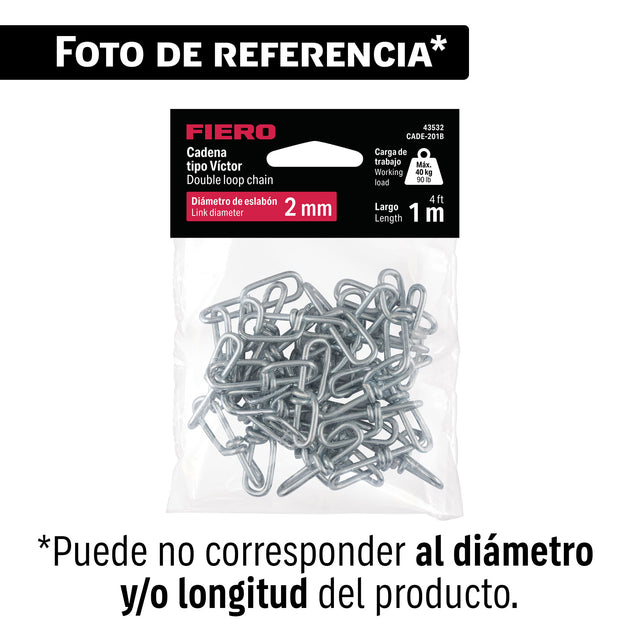 Cadena Acero Electrogalvanizado Fiero CADE-202B 2m 40kg