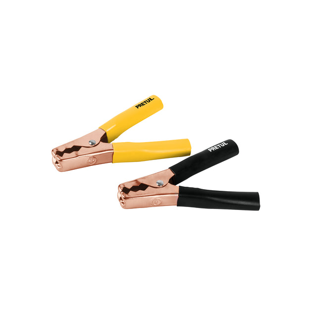 CAIMAN-P Caballete con 2 caimanes para cables pasa corriente, Pretul