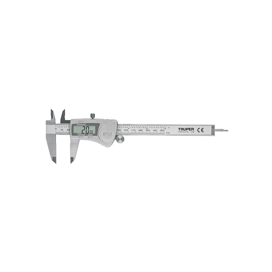 CALDI-6MP Calibrador vernier digital 6", acero inox, std y mm, TRUPER